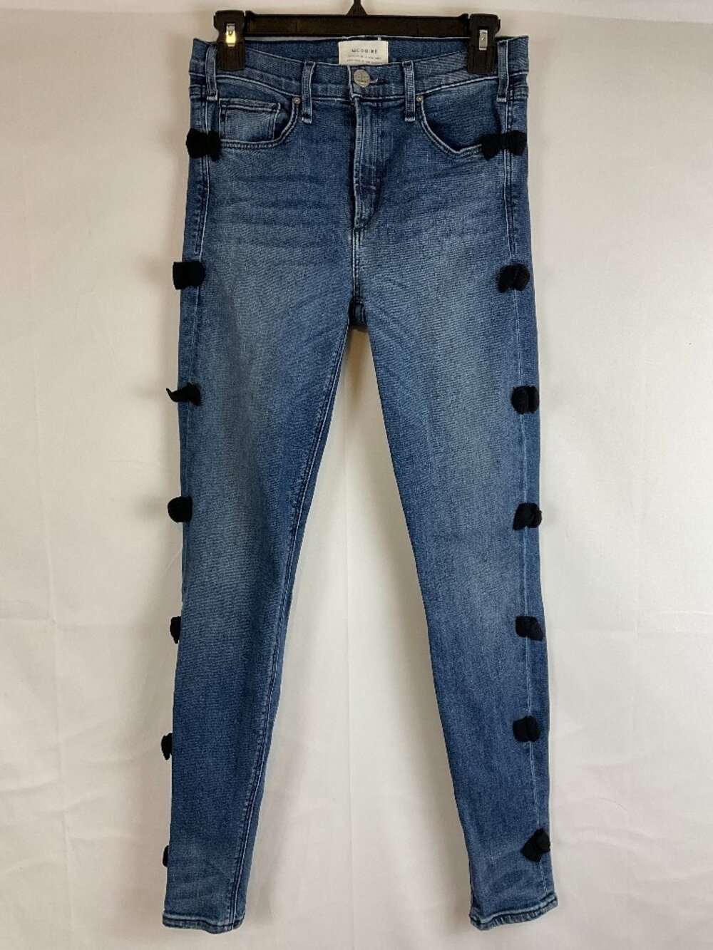 McGuire Skinny Bow Jeans 26 Blue Black Bow